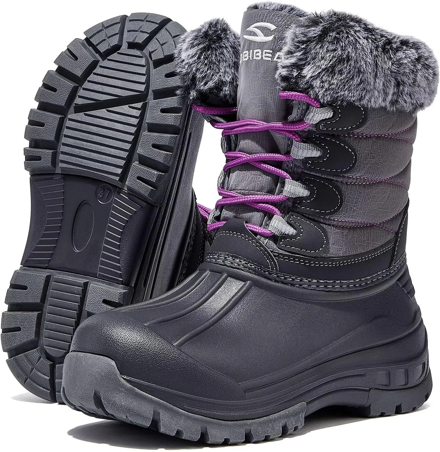 HOBIBEAR Women's Waterproof Winter Snow Boots Lightweight Anti-Slip Warm Outdoor Mid-Calf Booties
