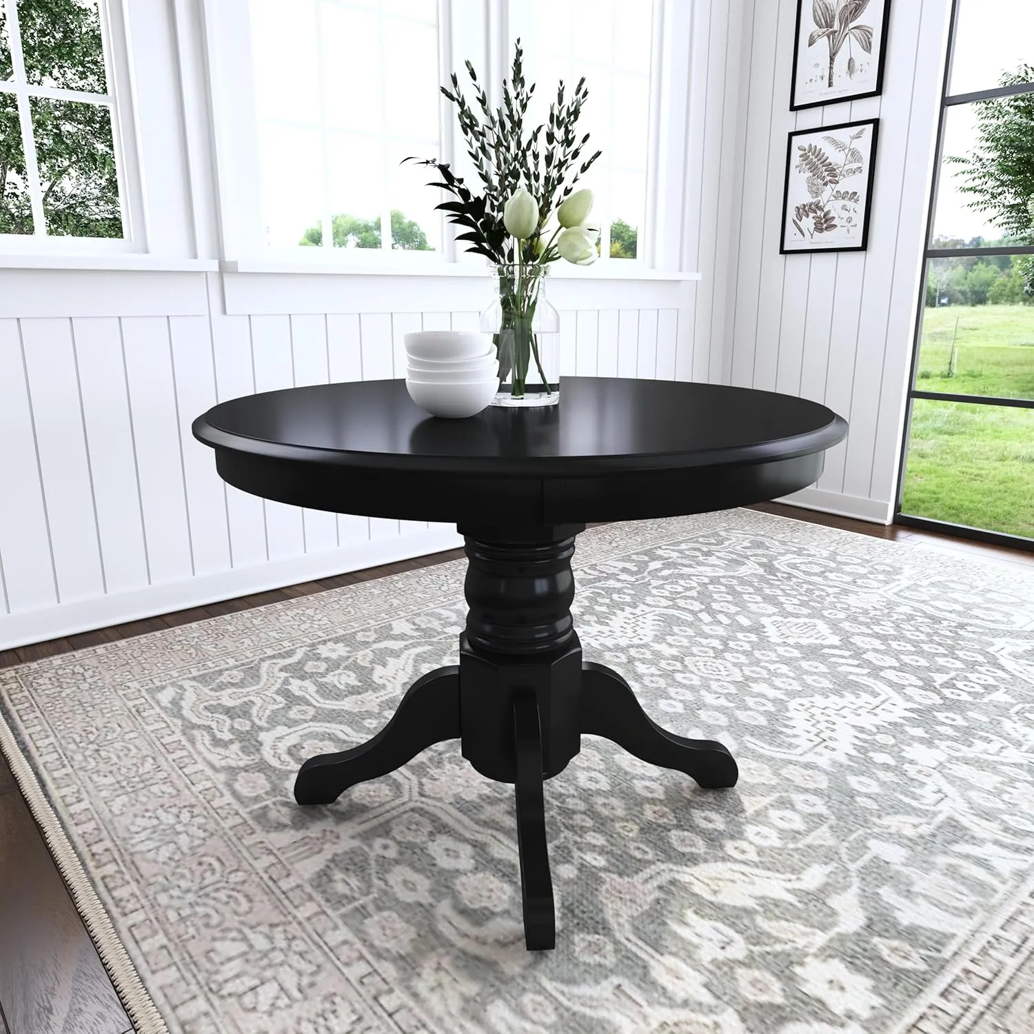 Homestyles Blair Black Round Dining Table, 42"