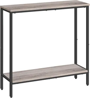 HOOBRO 29.5 Inches Console Table, Narrow Entryway Table with Shelves, Small Sofa Table,for Hallway, Living Room, Bedroom, Foyer, Greige and Black BG22XG01