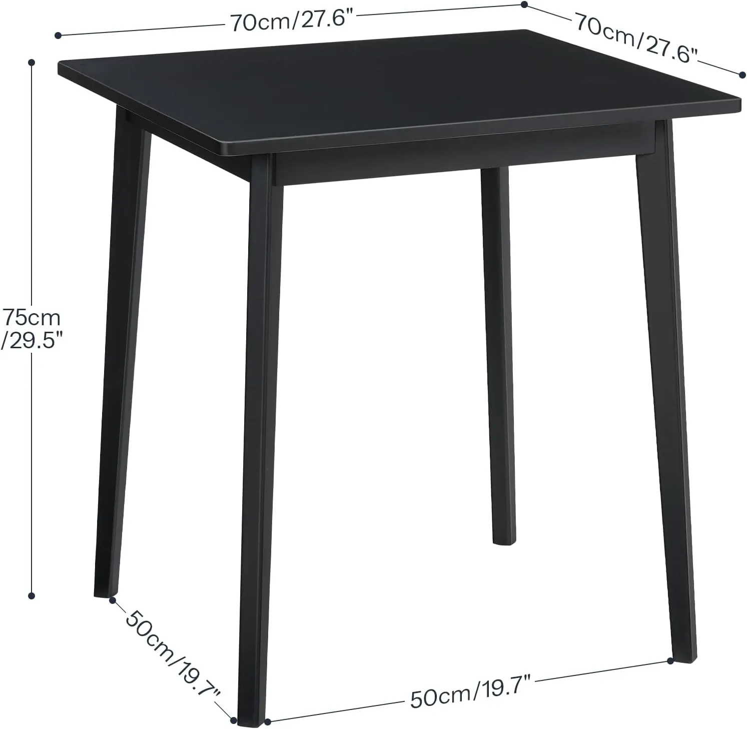 HOOBRO Bamboo Dining Table, Square Dining Table for 2, 27.6" Kitchen Table for Small Space, Writing Table, Easy to Assemble, for Dining Room, Living Room, Office, Kitchen, Apartment, Black BK70CZ01