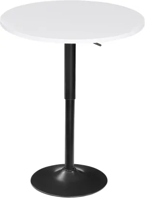 HOOBRO Bar Table, Height-Adjustable Round Pub Table 27-35.4 Inches with Sturdy Base, Modern Style, Easy to Assemble, Suitable for Small Space, White BW58BT01G1