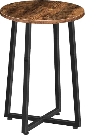 HOOBRO Side Table, Round End Accent Table with Sturdy X-Shaped Metal Frame, 15.7" Round Nightstand, for Living Room, Bedroom, Balcony, Office, Rustic Brown BF95BZ01