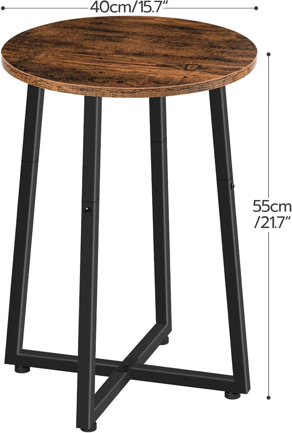 HOOBRO Side Table, Round End Accent Table with Sturdy X-Shaped Metal Frame, 15.7" Round Nightstand, for Living Room, Bedroom, Balcony, Office, Rustic Brown BF95BZ01
