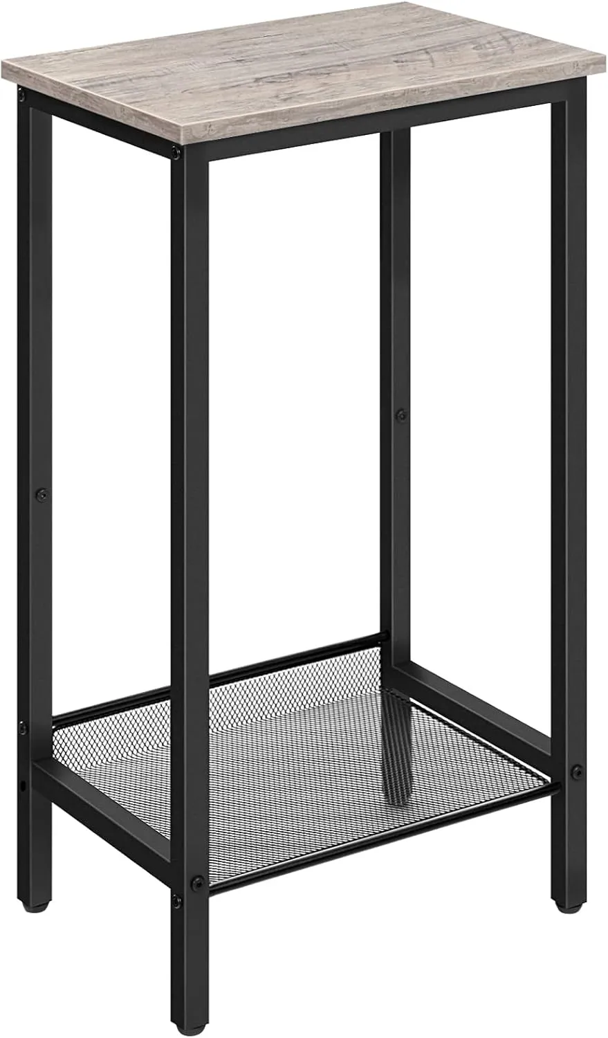 HOOBRO Tall Side Table, Industrial End Telephone Table with Adjustable Mesh Shelves, for Living Room, Bedroom, Entryway, Office, Greige BG03DH01