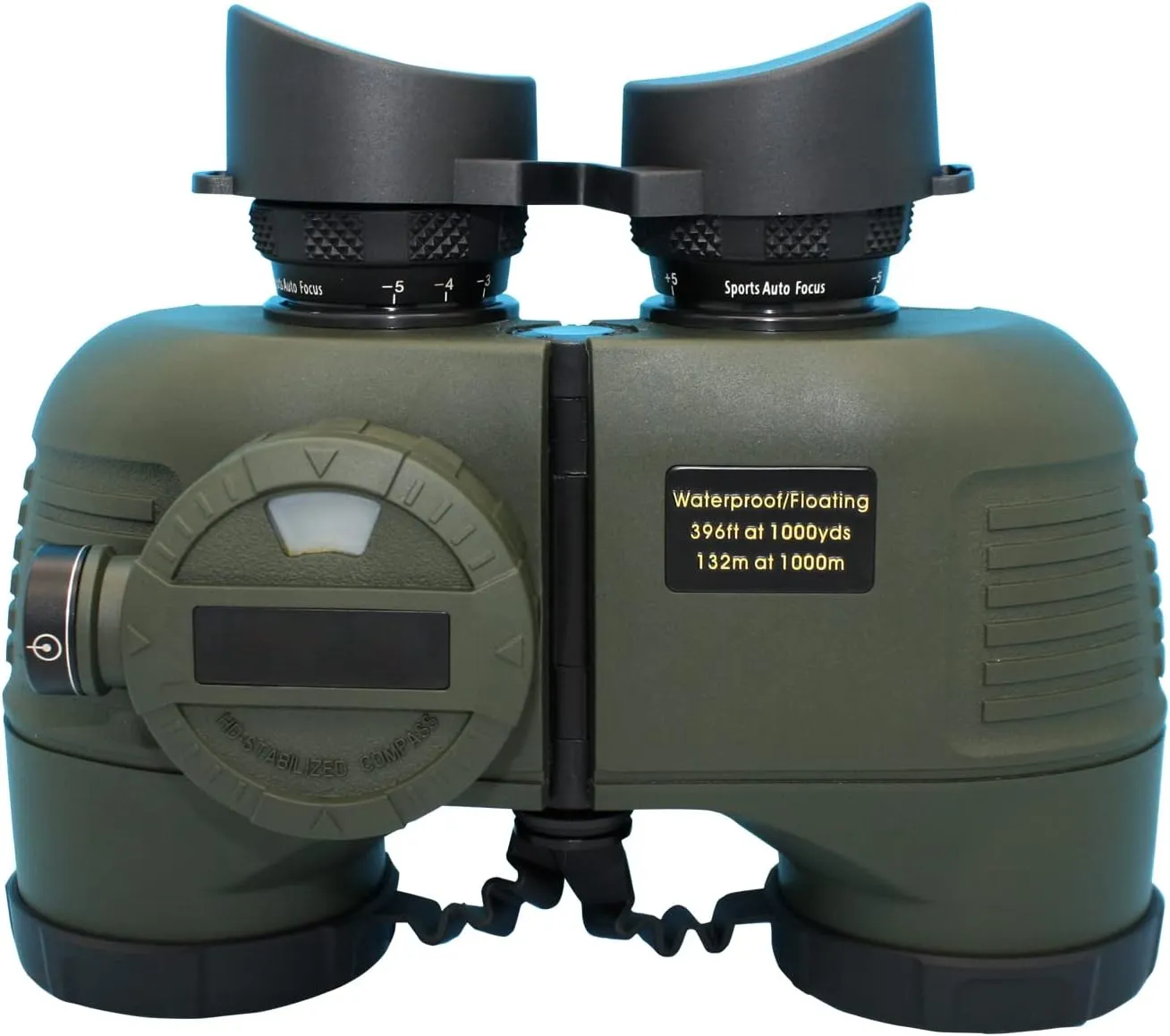 Hooway 7x50 HD Waterproof Military Marine Binoculars w/Internal Rangefinder & Compass for,Bird Watching,Boating and More(Army Green) …