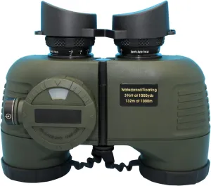 Hooway 7x50 HD Waterproof Military Marine Binoculars w/Internal Rangefinder & Compass for,Bird Watching,Boating and More(Army Green) …