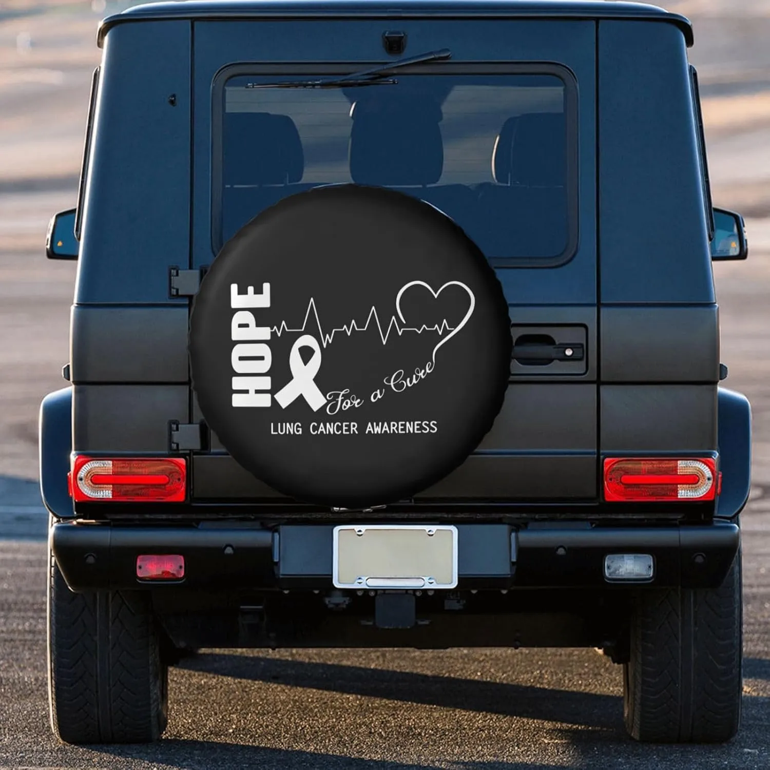 Hope for A Cure Lung Cancer Awareness Windproof and Rainproof Wheel hub Protection Cover, Spare tire Cover 17 inch