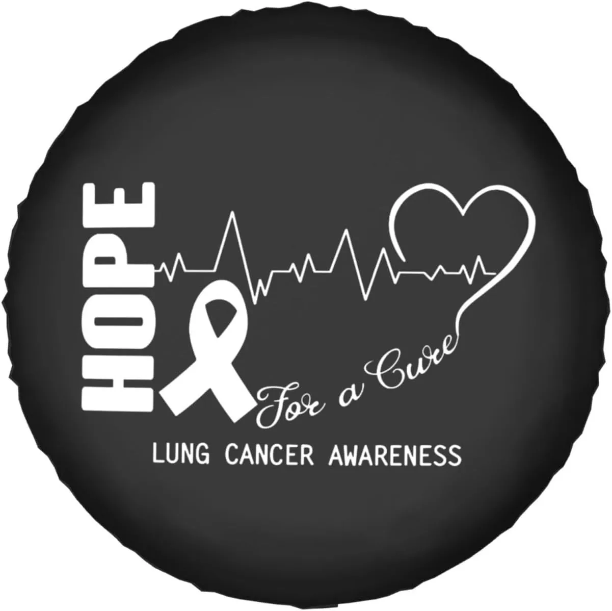 Hope for A Cure Lung Cancer Awareness Windproof and Rainproof Wheel hub Protection Cover, Spare tire Cover 17 inch