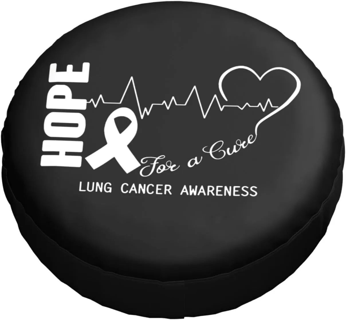 Hope for A Cure Lung Cancer Awareness Windproof and Rainproof Wheel hub Protection Cover, Spare tire Cover 17 inch