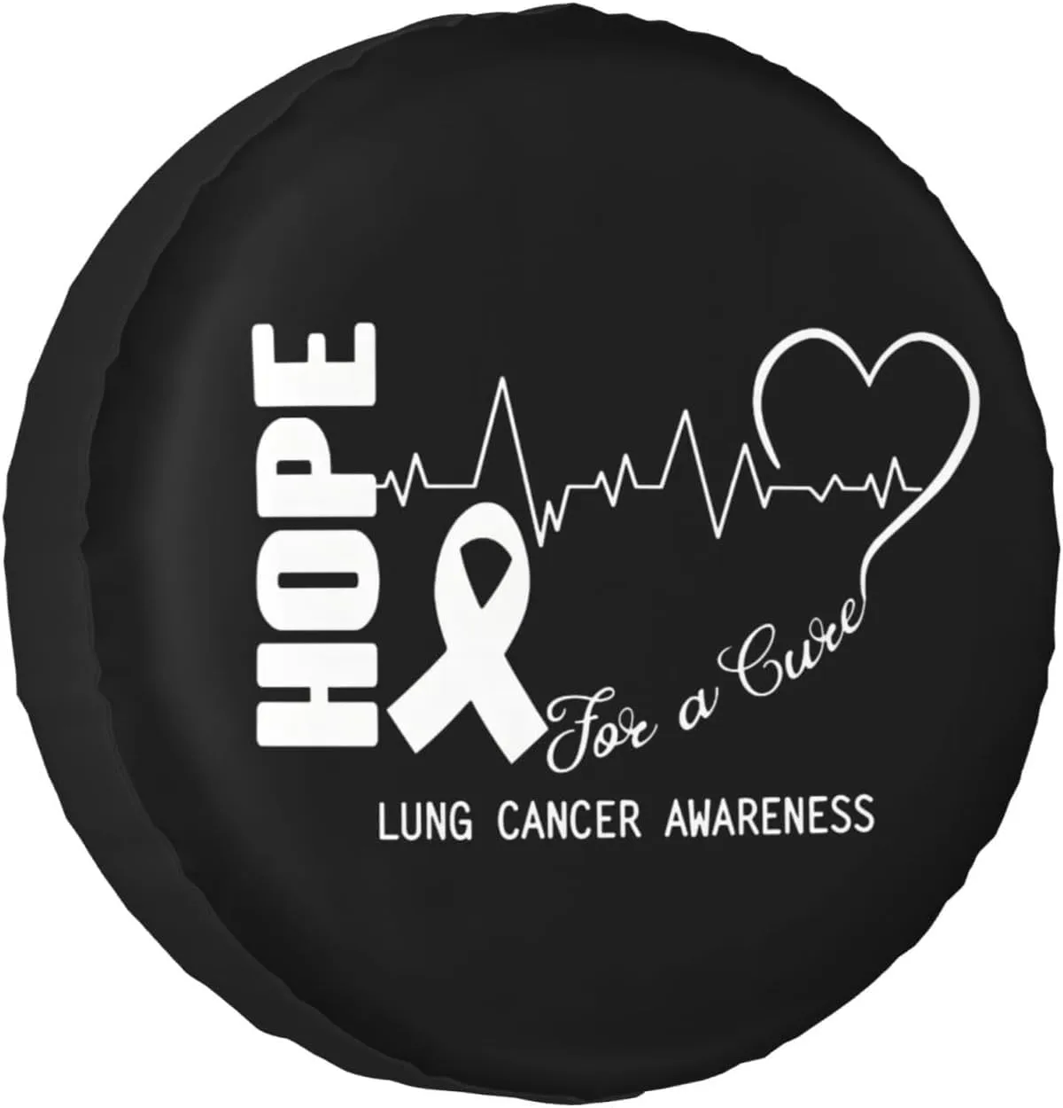 Hope for A Cure Lung Cancer Awareness Windproof and Rainproof Wheel hub Protection Cover, Spare tire Cover 17 inch