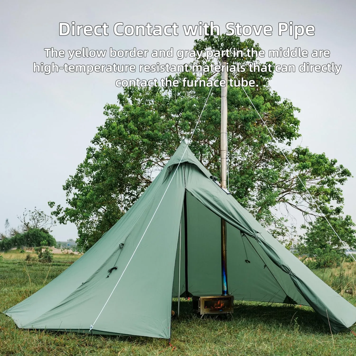 Hot Tent Stove Jack with Rain Flap 13.7x13.7''/35x35cm (Dia.DIY)
