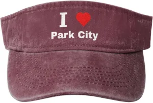 I Love Park City Sun Visor Hats Cotton Adjustable Sports Empty Top Baseball Cap for Women Men Golf Cap