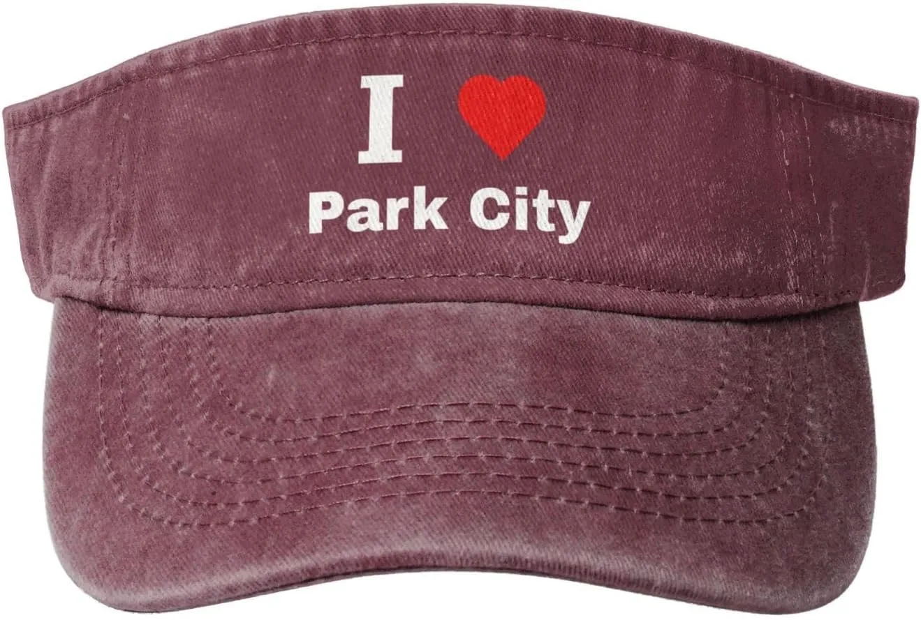 I Love Park City Sun Visor Hats Cotton Adjustable Sports Empty Top Baseball Cap for Women Men Golf Cap