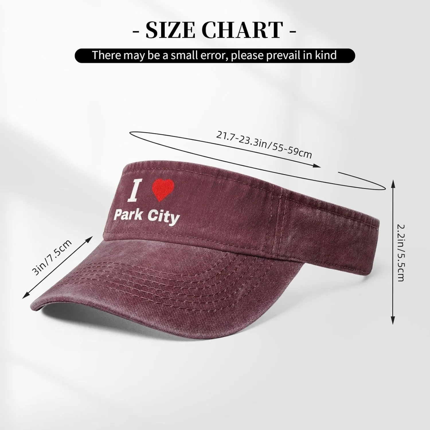 I Love Park City Sun Visor Hats Cotton Adjustable Sports Empty Top Baseball Cap for Women Men Golf Cap