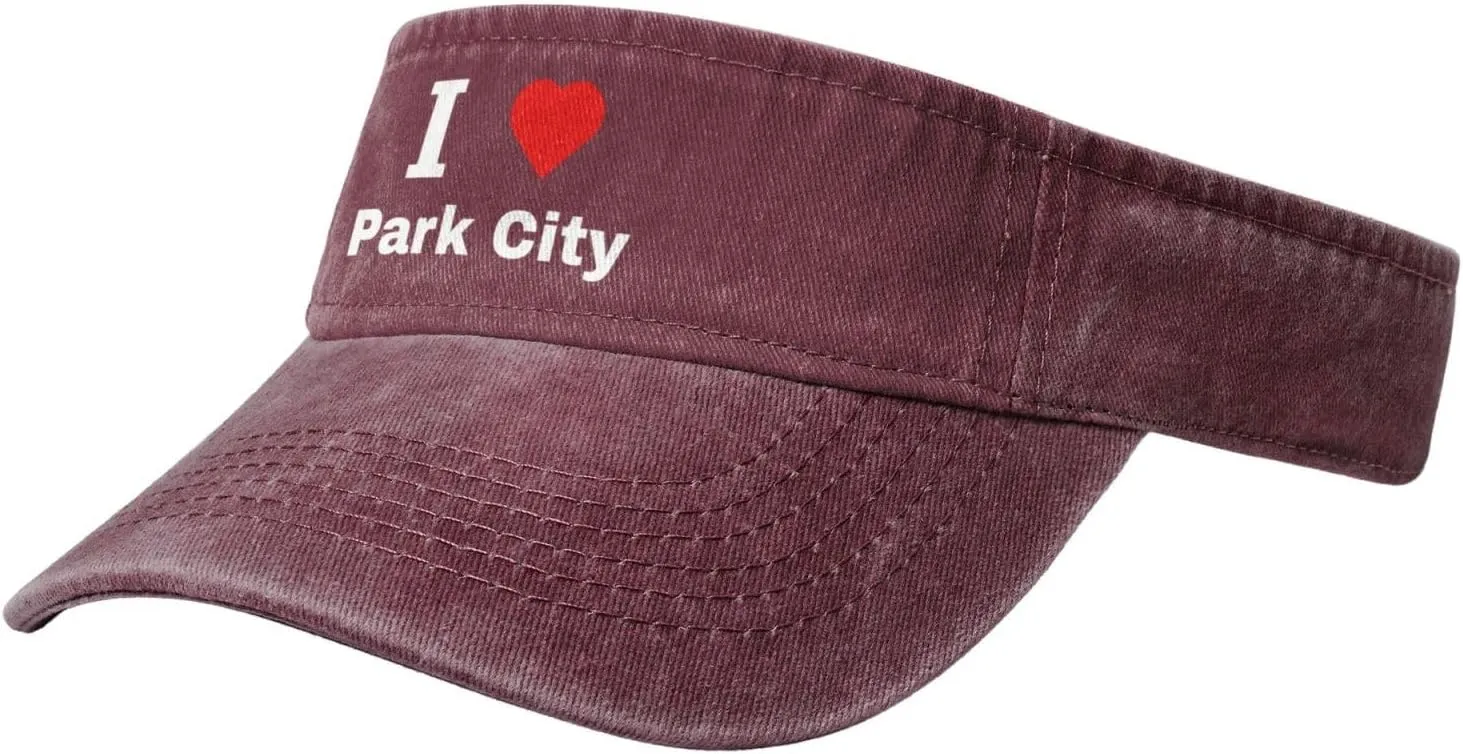 I Love Park City Sun Visor Hats Cotton Adjustable Sports Empty Top Baseball Cap for Women Men Golf Cap