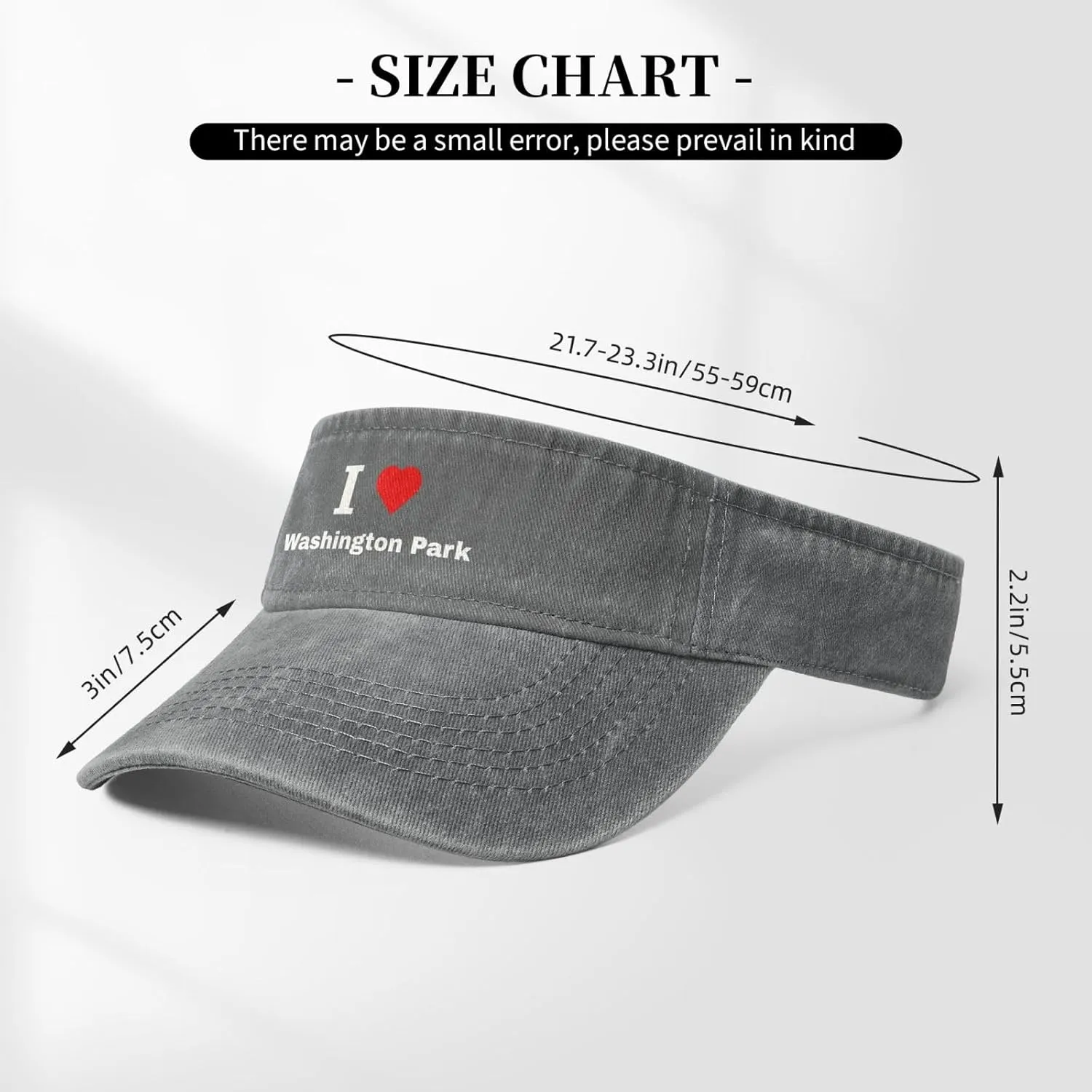 I Love Washington Park Sun Visor Hats Cotton Adjustable Sports Empty Top Baseball Cap for Women Men Golf Cap