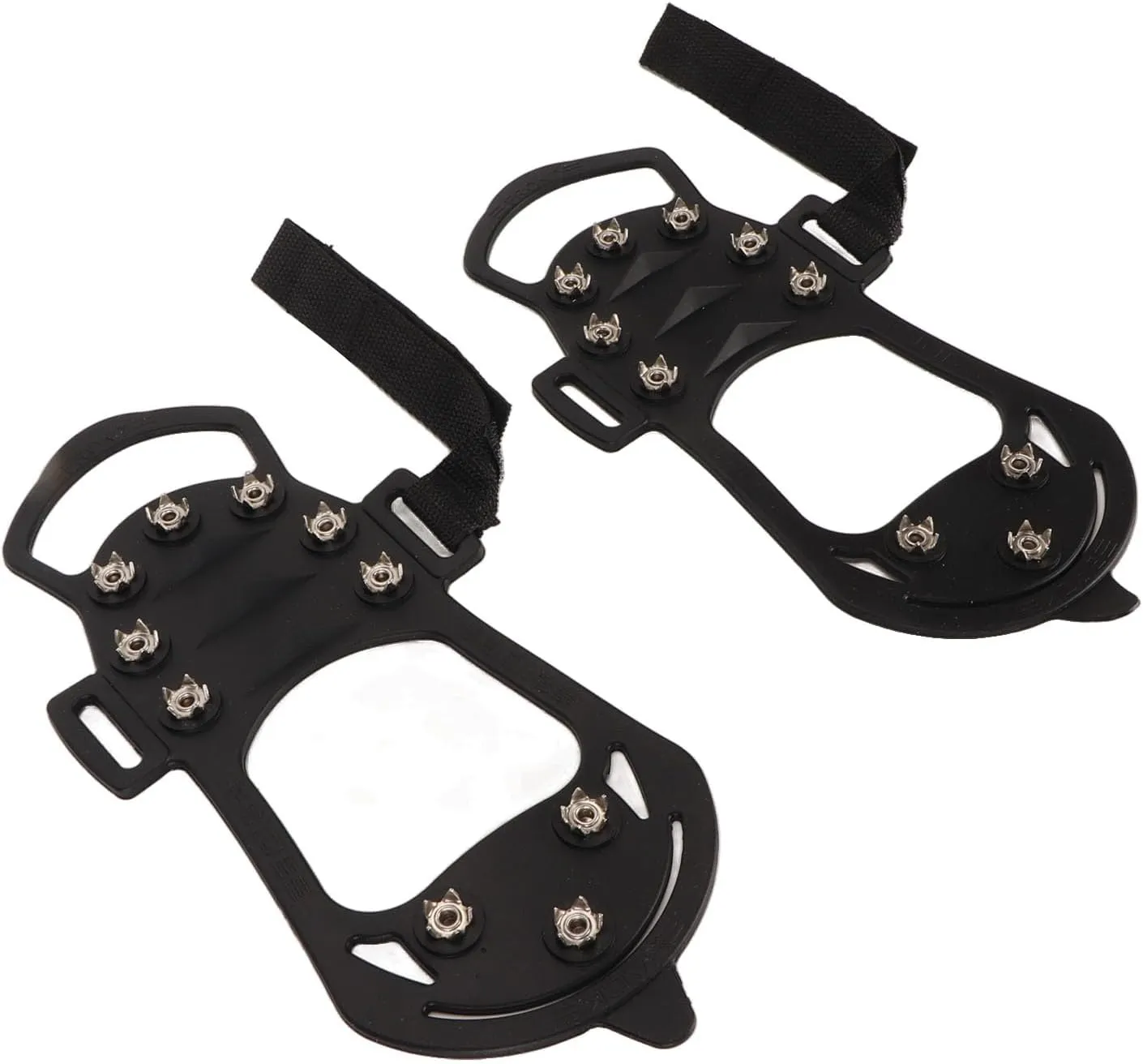 Ice Cleats 10 Teeth Rubber Stainless Steel Foldable Anti Slip Crampon for Ice Fishing Mountaineering Rock Climbing