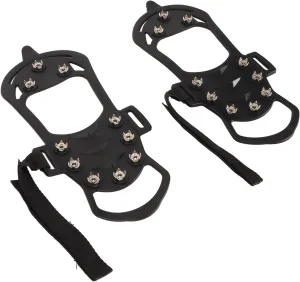 Ice Cleats 10 Teeth Rubber Steel Foldable Slip Crampon for Ice Fishing Mountaineering Rock Climbing