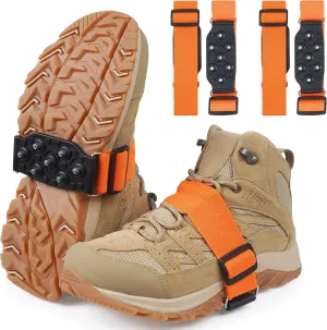 Ice Cleats Mid-Sole Snow Traction Cleats for Shoes and Boots Non-Slip Crampon with 7 Tungsten Studs Adjustable Straps for Secure Grip Winter Walking on Snow Ice Jogging Hiking