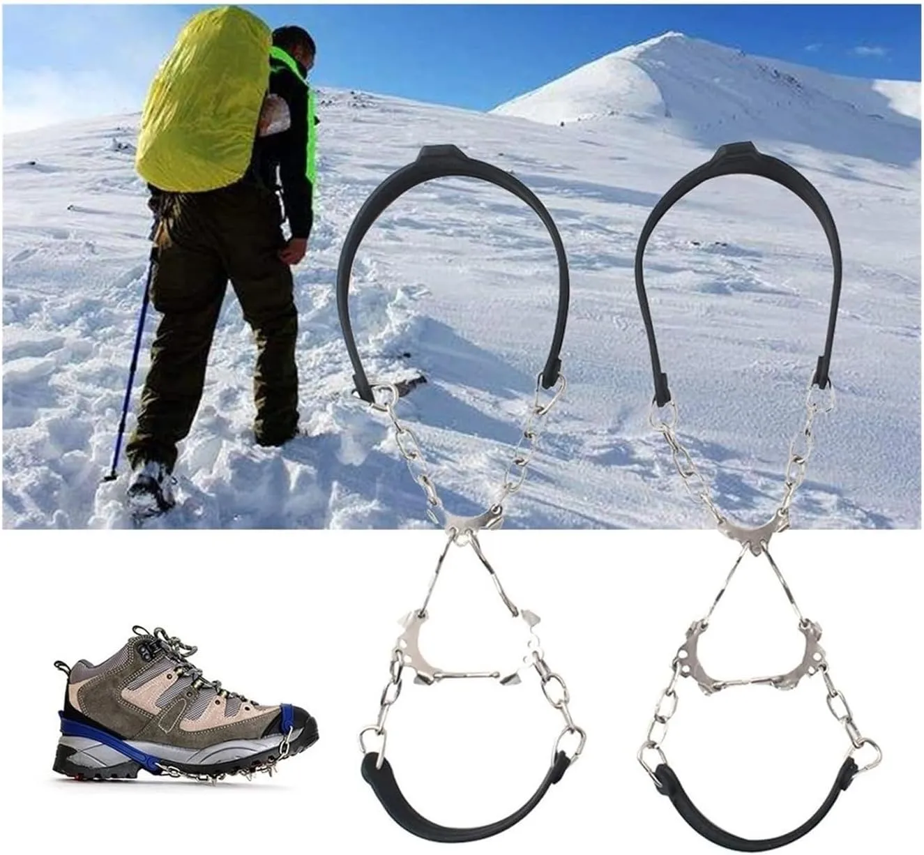Ice Snow Grips 1pair Cleats Shoe Spikes Ice Gripper Winter Silicone Snow Hiking Sports Anti Slip Outdoor 6 Teeth Climbing Chain Crampon Ice Grips for Shoes