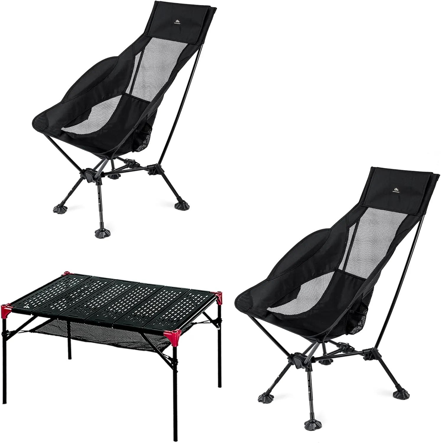iClimb 2 Adjustable High Back Anti-Sinking Chair and 1 Extendable Table Bundle, Ultralight Compact for Adults Outdoor Camping Backpacking Hiking Beach Concert