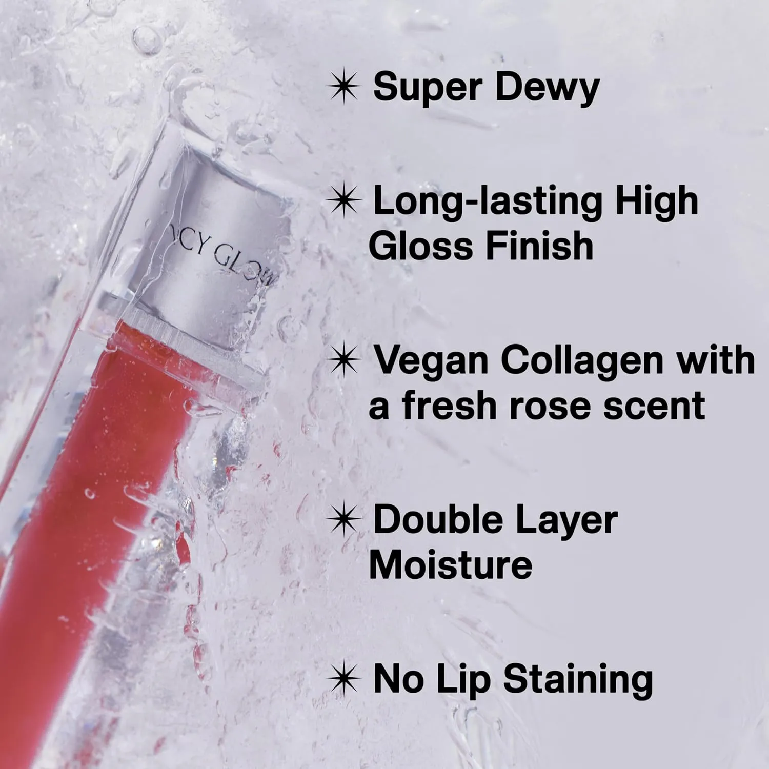 Icy Glow Lip Tint – Vegan Collagen, No-Stain, Hydrating Gloss, (K-Beauty) Makeup, Red & Tinted Shades (04 DIVINE, 0.18 Fl oz)