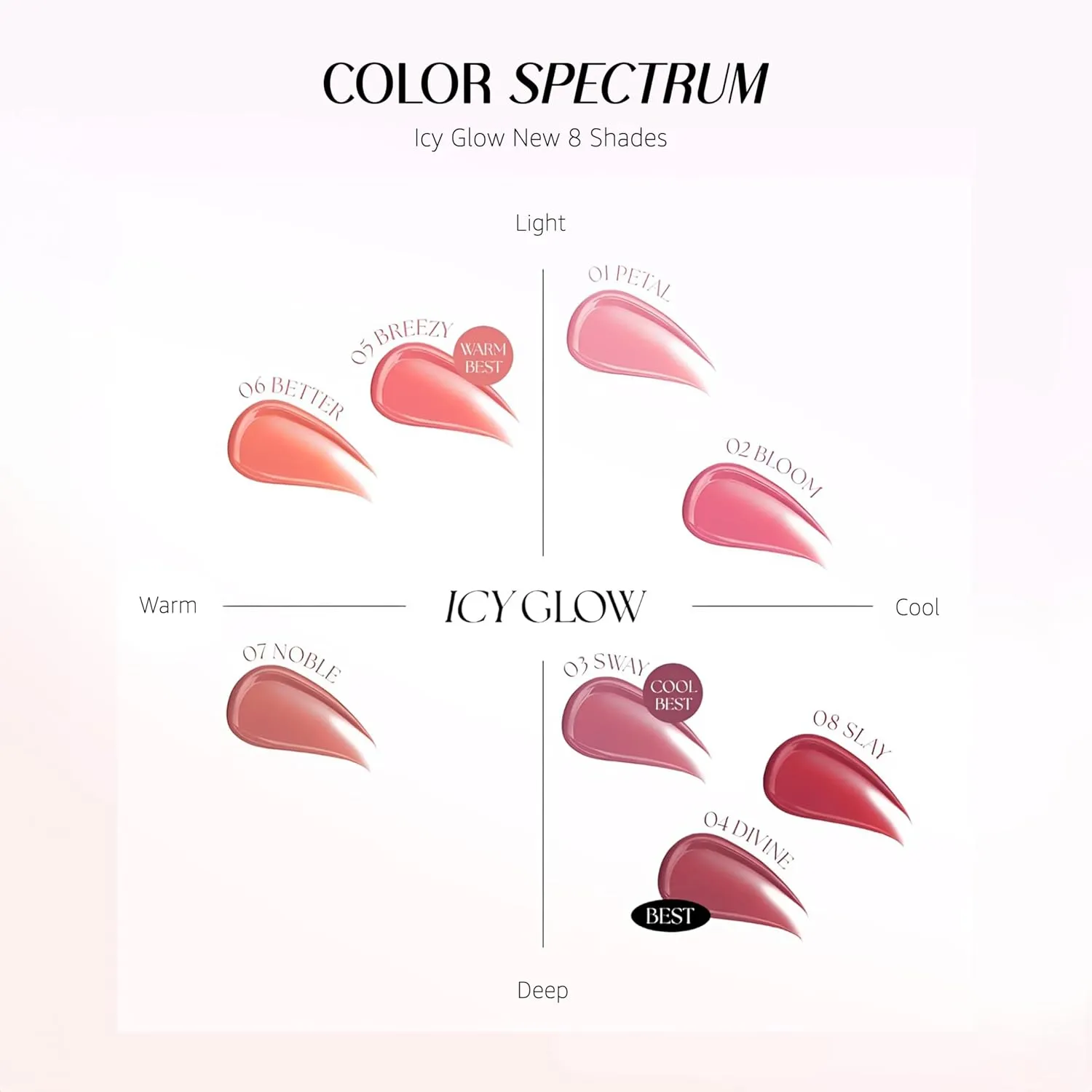 Icy Glow Lip Tint – Vegan Collagen, No-Stain, Hydrating Gloss, (K-Beauty) Makeup, Red & Tinted Shades (04 DIVINE, 0.18 Fl oz)
