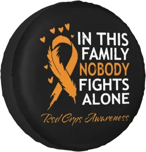 in This Family Nobody Fights Alone RSD CRPS Awareness Windproof and Rainproof Wheel hub Protection Cover, Spare tire Cover 17 inch