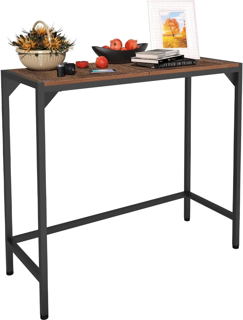 Industrial 33" Narrow Console Table, Sofa Table for Entryway, Couch Table, Entrance Side Table for Hallway, Living Room, Foyer, Corridor, Bedroom, Rustic Brown and Black