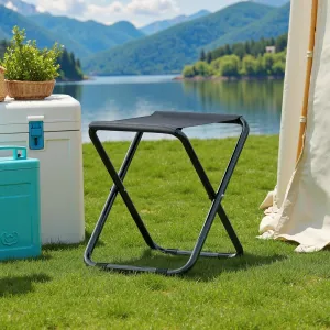InfiniPower Simple Deluxe Portable Camping Stool, 14.4 Inch, 300 lbs Capacity, Folding Chair with Storage Pocket, Black