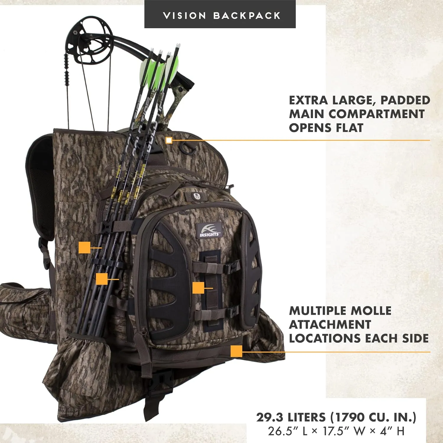 Insights Hunting by frogg toggs- The Vision Bow Pack, Camouflaged Hunting Pack