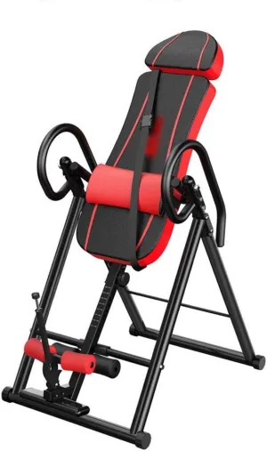 Inversion Table Foldable Fitness Inversion Table Adjustable Height Automatic Presser Ankle Holders Protective Safety Belt Steel Frame for Home