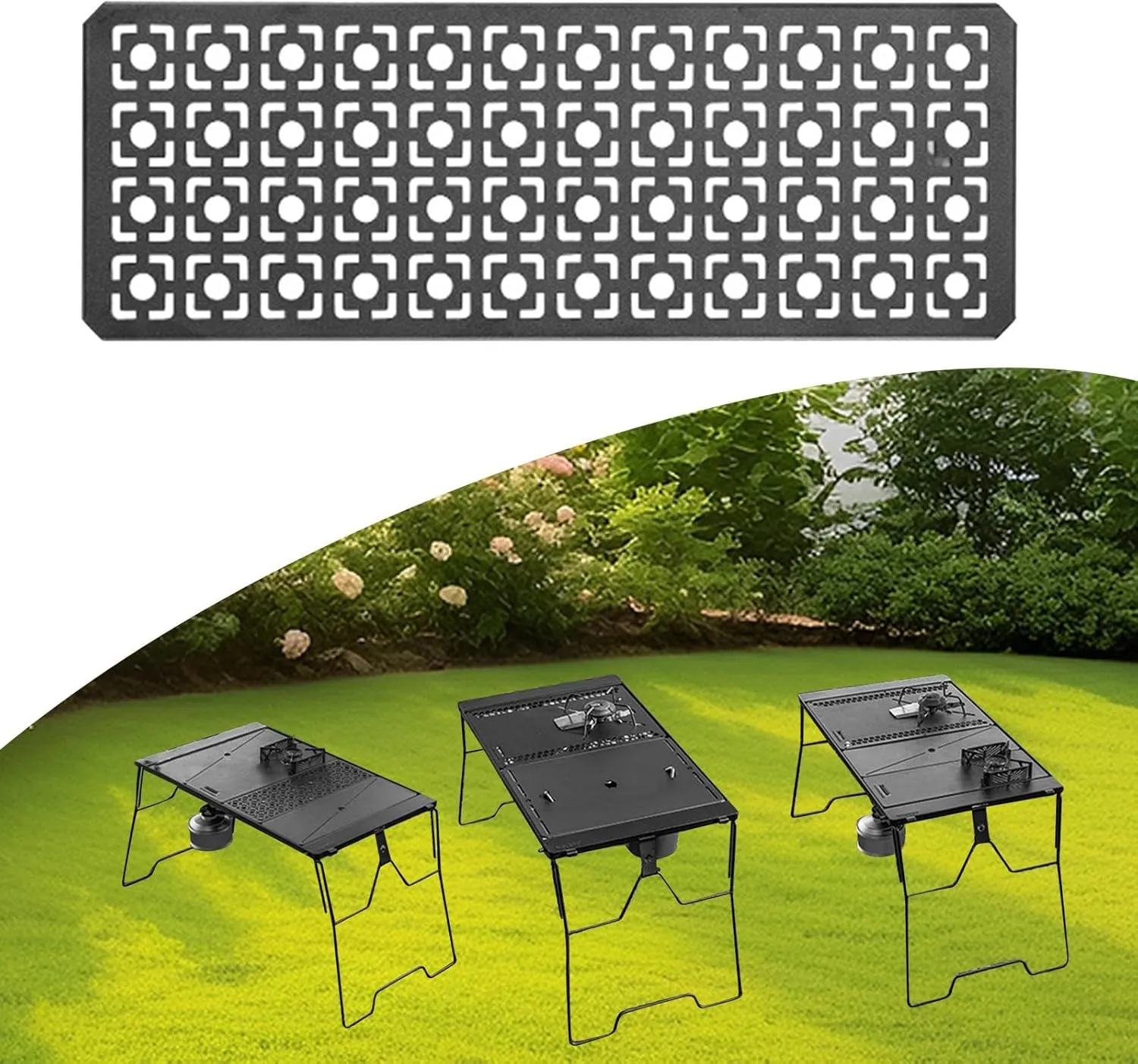 Iron Grilling Table Top Board Field Rack Versatile Use Heavy Duty Tabletop Camping Gear Bridge Table Plate Connecting Board, Style D