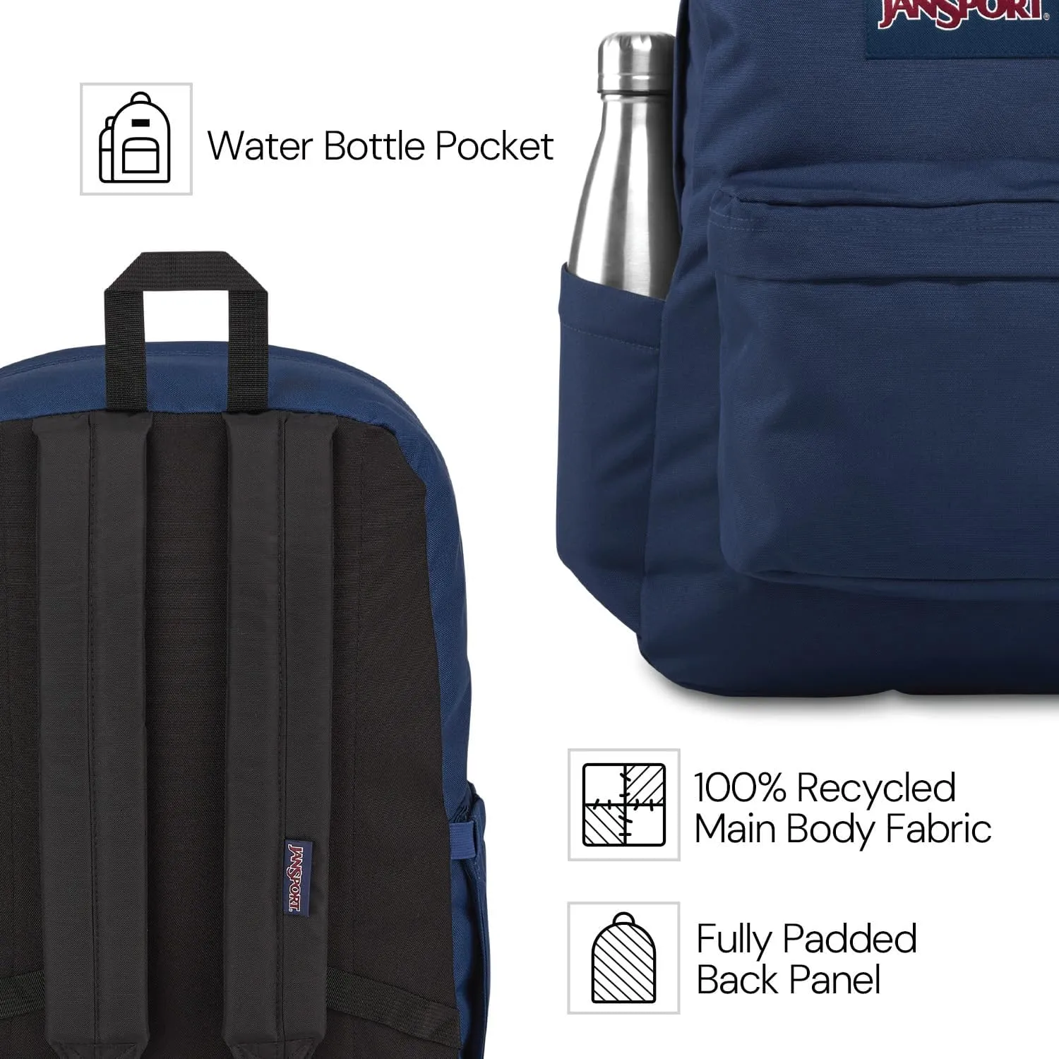 JanSport SuperBreak Plus Backpack with Padded 15-inch Laptop Sleeve and Integrated Bottle Pocket - Spacious and Durable Daypack for Work and Travel - Cargo Green