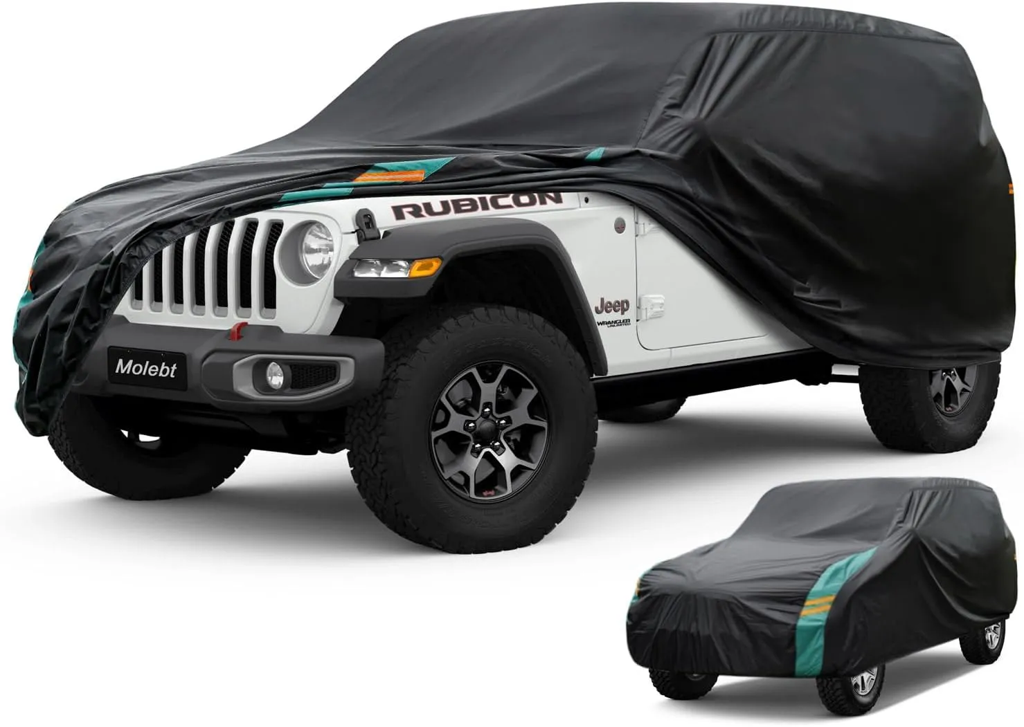 Jeep Wrangler Car Cover 4 Door Fits Sahara Rubicon Unlimited Sport JK JL. Jeep Wrangler Car Cover 4 DR for All Weather, Outdoor Waterproof, Windproof, UV-Resistant, Dustproof