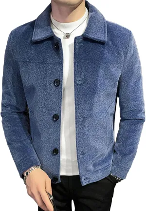 JEShifangjiusu Men'S Classic Notched Collar Casual Double Breasted Wool Blend Pea Coat Business Down Jacket Trench Topcoat