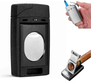 Jet Flame Metal Lighter, Multi-Function Torch Lighter, Dual Nozzle Flame Metal Windproof Lighter, refillable Butane Adjustable Flame Lighter(Color:B)
