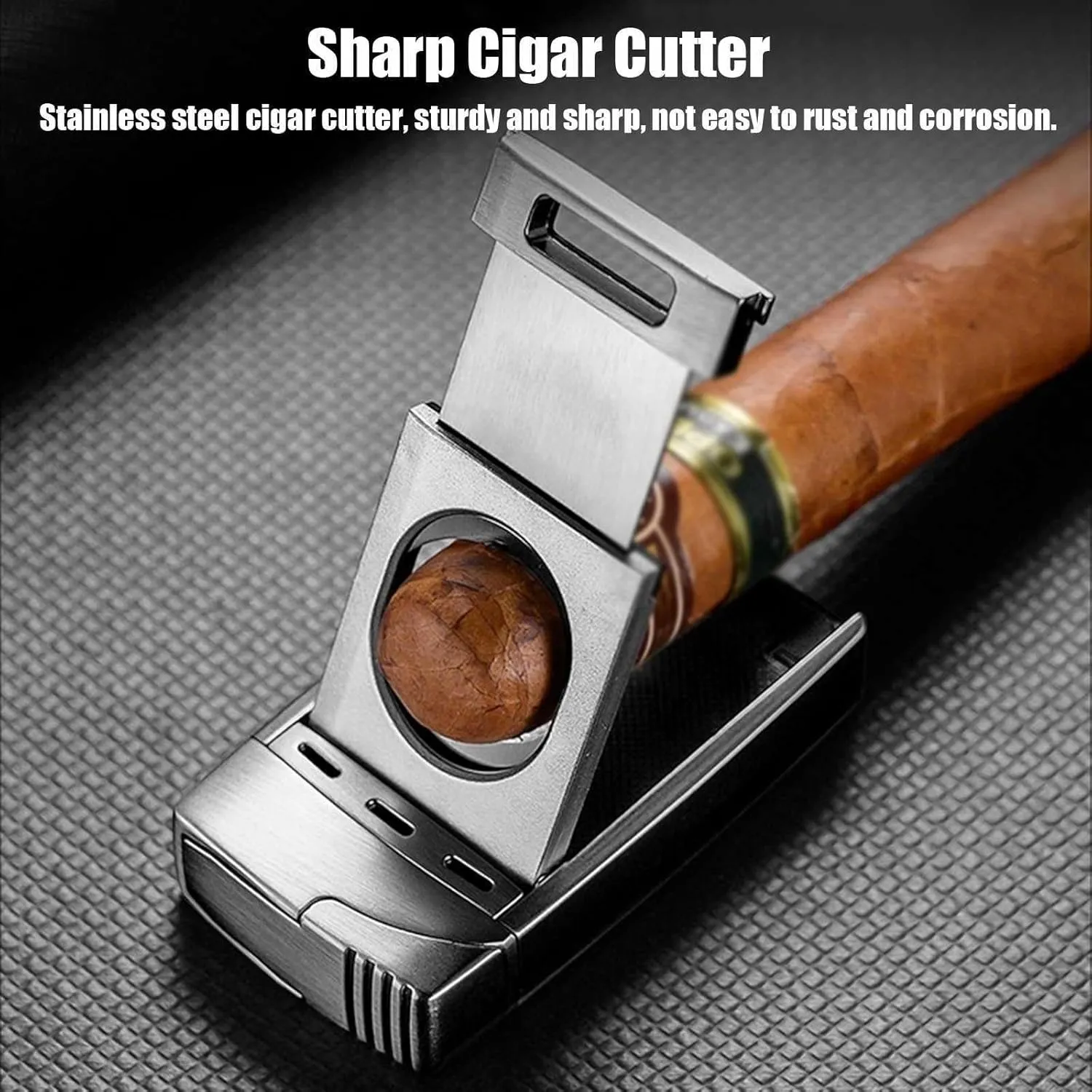 Jet Flame Metal Lighter, Multi-Function Torch Lighter, Dual Nozzle Flame Metal Windproof Lighter, refillable Butane Adjustable Flame Lighter(Color:B)