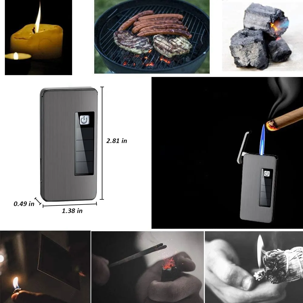 Jet Flame Torch Lighter Windproof Solar Charging Lighter Butane Lighter Refillable Butane Torch Lighter for Gifts- Outdoor Indoor (Gold Dragon)