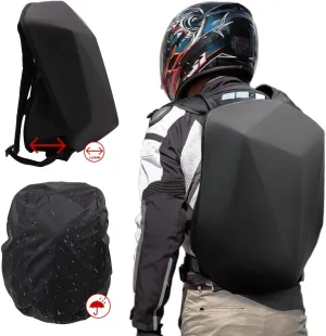 JFG RACING Motorcycle Backpack, Universal 30L Capacity Hard Shell Backpack Laptop Hardshell Back Pack for Men - Black