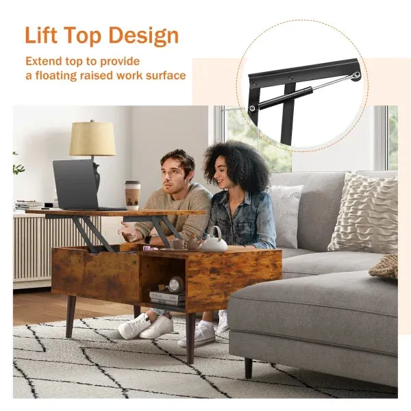 JHK Lift Top Coffee Table – Adjustable Wood Tea & Dining Table with Storage