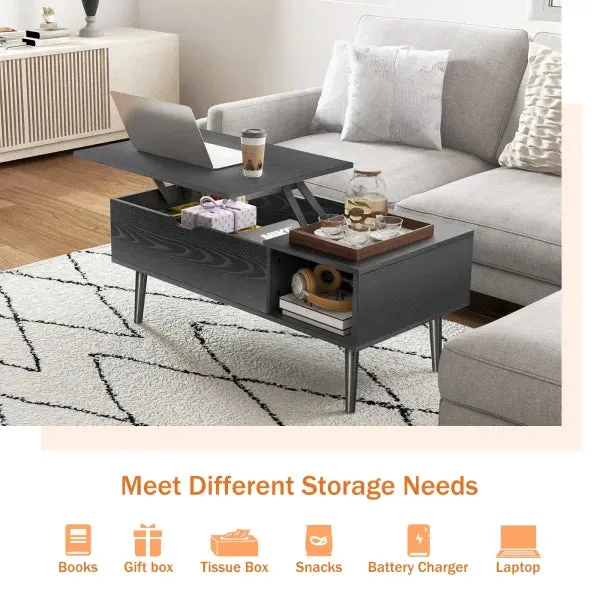 JHK Lift Top Coffee Table – Adjustable Wood Tea & Dining Table with Storage