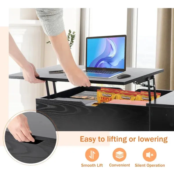 JHK Lift Top Coffee Table – Adjustable Wood Tea & Dining Table with Storage