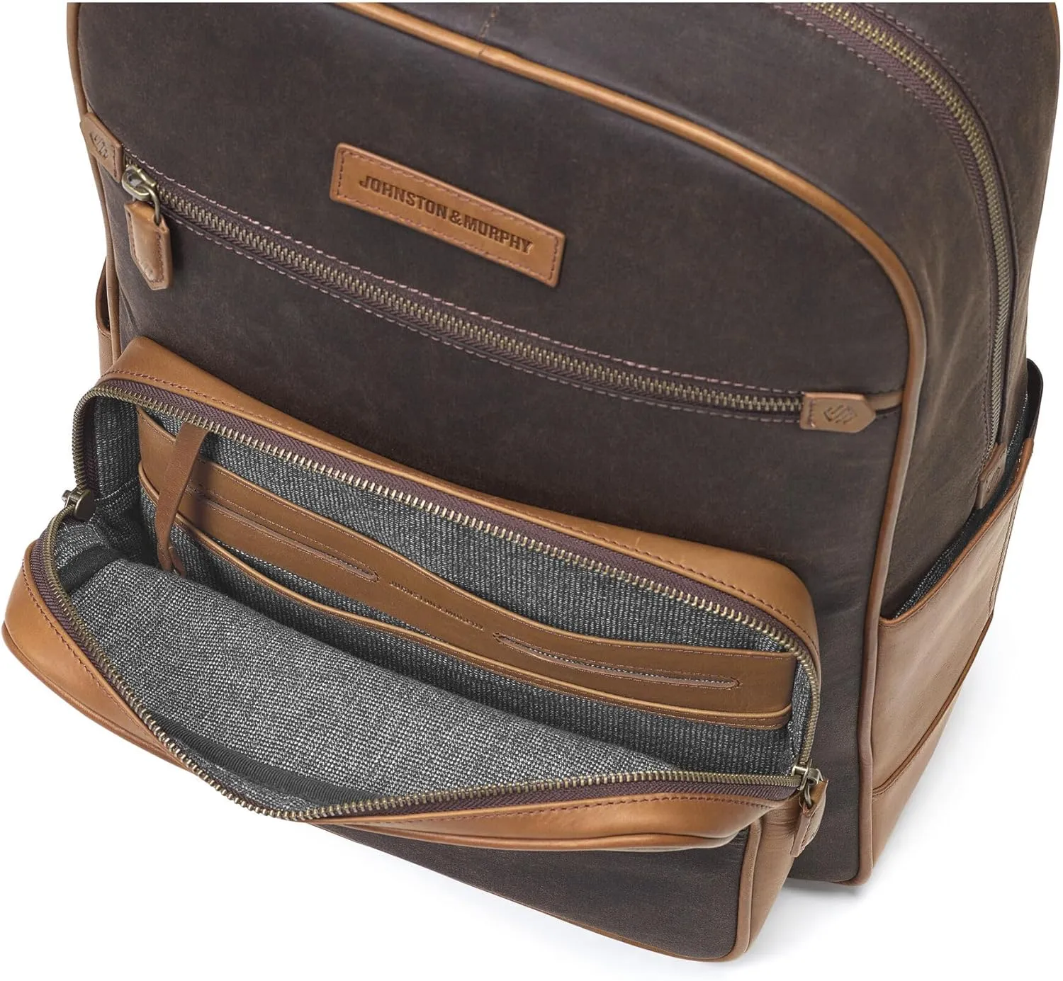 Johnston & Murphy Men's Rhodes Backpack Brown Antique Cotton/Tan