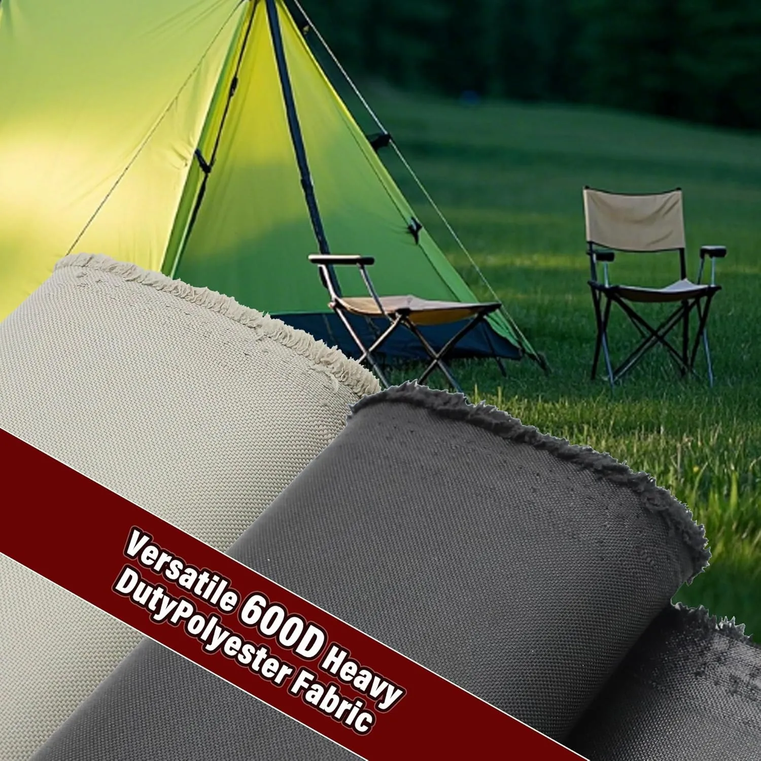 K-Musculo 600D Fabric by The Yard, 58" W 600D Upholstery Polyester Material, Indoor Outdoor Water Resistant Fabric for Chair Cushion Furniture Cover Sewing DIY Cloth, 5 Yard Gray