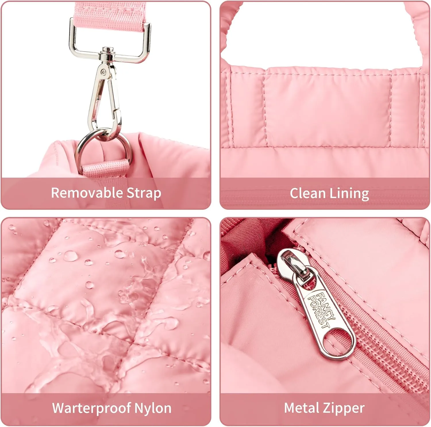 KALIDI Quilted Tote Bag Small Puffer Crossbody Bag for Women Lightweight Nylon Puffy Shoulder Handbag with Adjustable Strap