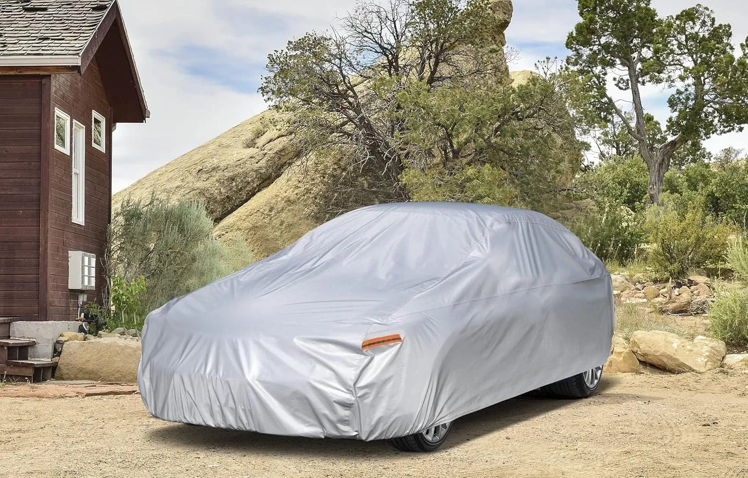 Kayme 6 Layers Car Cover Waterproof All Weather for Automobiles, Outdoor Full Cover Universal Fit for Dodge Challenger Hellcat Demon, Porsche Panamera Taycan, Rain UV Protection.(194-208 inch)
