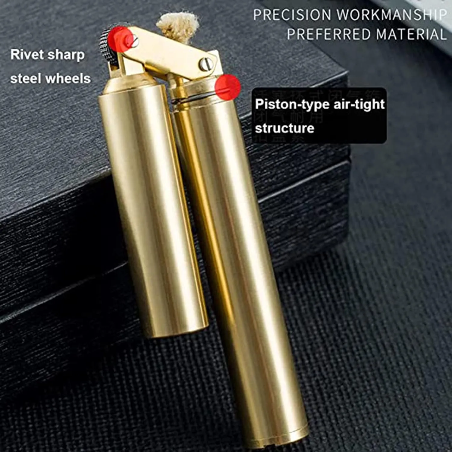 Kerosene Copper Lighter, Vintage Trench Lighter, Creative Windproof Brass Lighter, Cool Wheel Kerosene Oil Lighter for Camping BBQ Kitchen, Gifts for Men Father (2PCS)