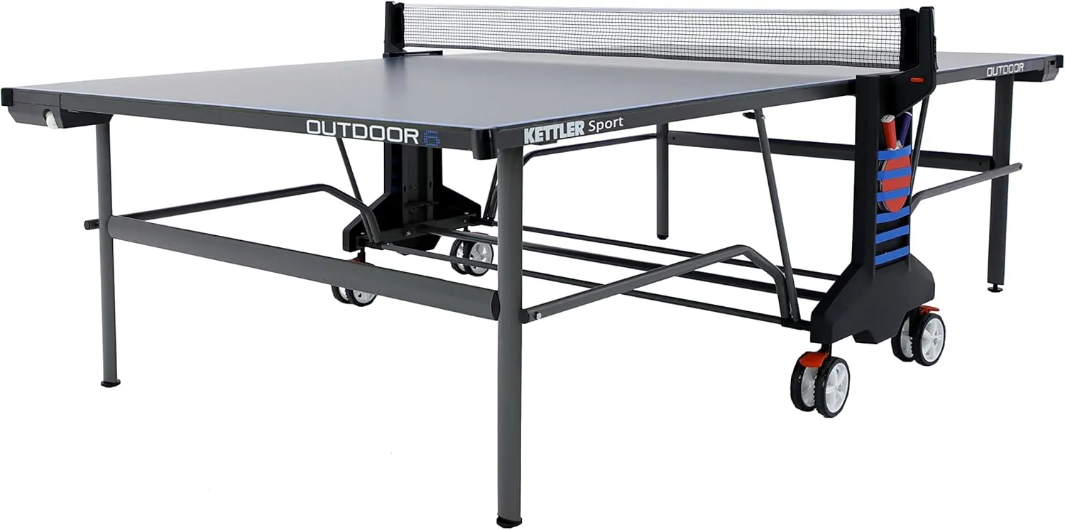 KETTLER Sport Outdoor 6 Table Tennis Table with 4-Player Bundle