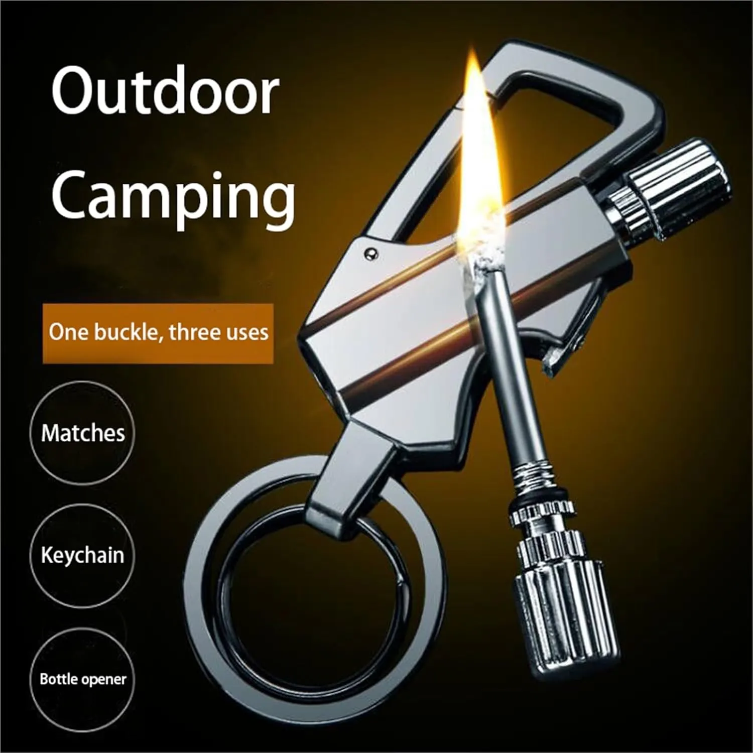 Keychain Lighter, Permanent Match Kerosene Lighter with Bottle Opener, Waterproof Lighter, Suitable for Outdoor Camping Travel Gifts(C)
